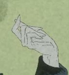 The signal for “It's a secret”: a hand with curled fingers